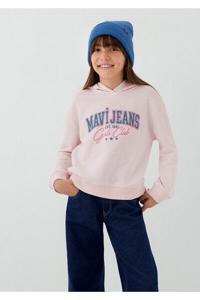 Mavi Jeans Baskılı Kapüşonlu Pembe Sweatshirt 7S10218-91487