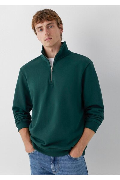 Mavi Green Basic Sweatshirt with Half Zipper 0S20027-85173