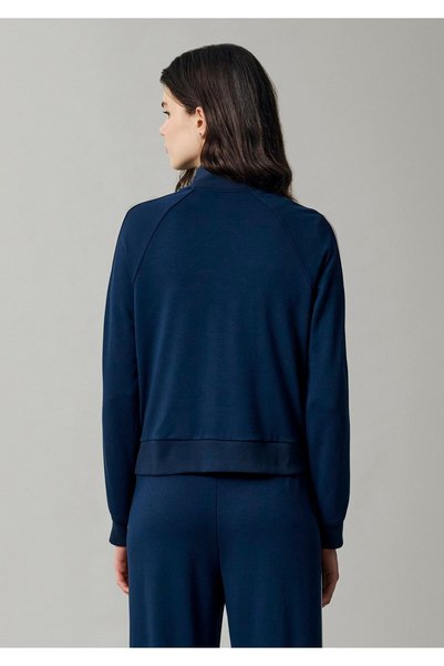 Mavi Şerit Detaylı Fermuarlı Lacivert Sweatshirt 1S10557-70488