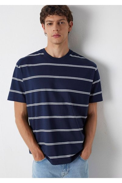 Mavi Striped Navy Blue T-Shirt Loose Fit / Relaxed Comfortable Cut 0613500-70490