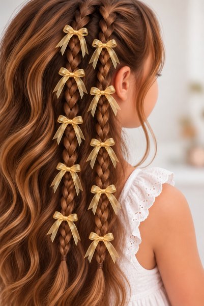 umurcraft Children's Hair Clips with Bow Detail, 10-Pack, Gold