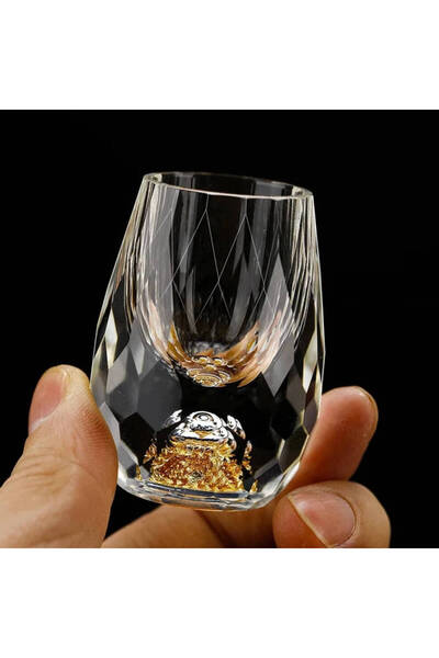 Choice 2pcs Luxury Crystal Vodka Sake Shochu Bar Liqueur Gold Foil Shot Glass...