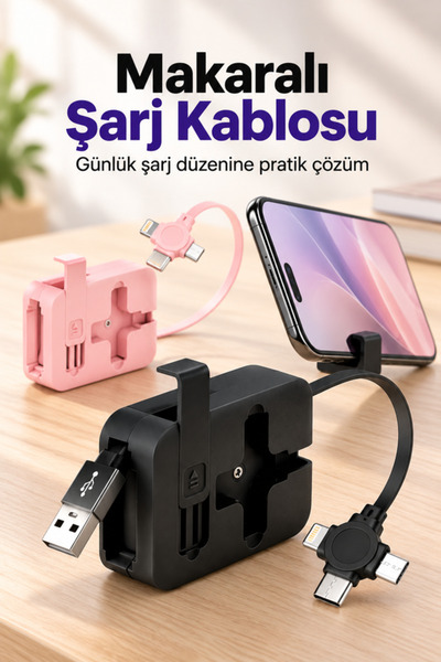 mucit home Makaralı Tüm Telefonlara Uyumlu Şarj Aleti Yavaşça Çek Bırak Uzaya...