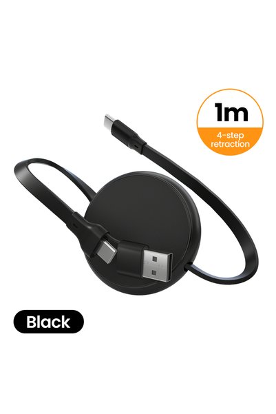 Choice1 1m Black 240W 2-in-1 Retractable USB C Cable USB-A/Type C To Type C F...