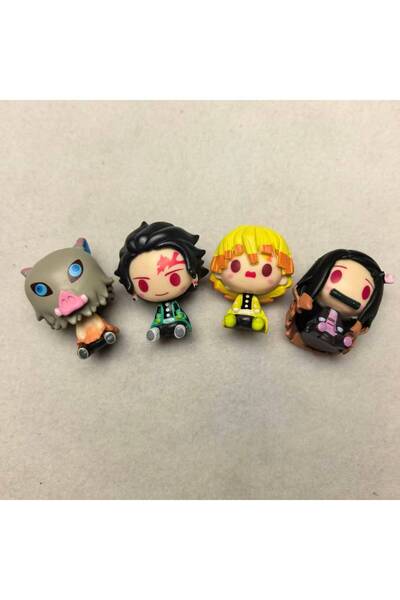 BANDAI 4pcs no box 4Pcs/Set Q Version Demon Slayer Sitting Ghost Doll 4cm Tan...