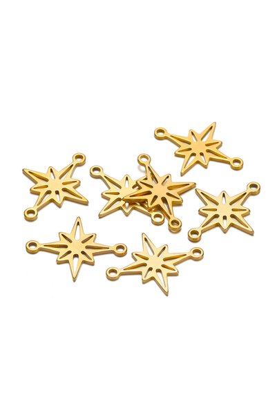 Choice Gold color 20pcs Stainless Steel Star Connector Charms for DIY Earring...