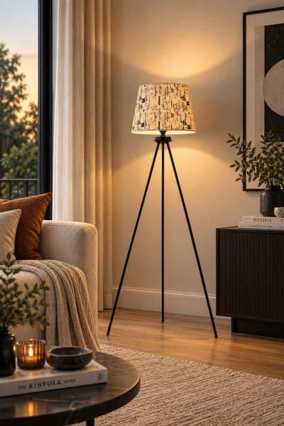 Apliqa Epona Desenli Şapkalı Siyah Modern Dekoratif Salon Lambader