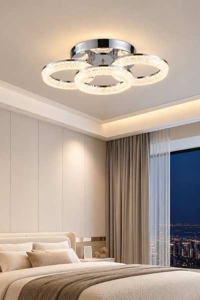 Apliqa Gomez 3'lü Krom 96 Watt Plafonyer 3 Renkli Led Avize