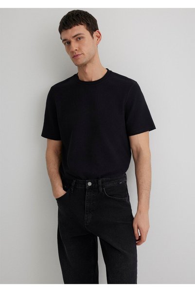 Mavi Textured Black Basic T-Shirt Regular Fit / Regular Fit 0610277 -900
