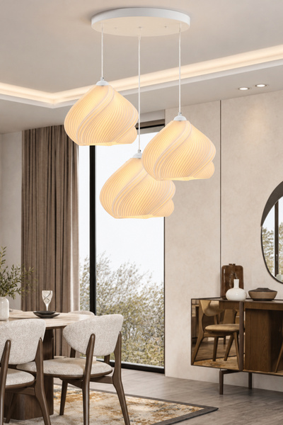 Apliqa Leaf 3'lü Beyaz Modern Pinterest Tarzı Sarkıt Avize