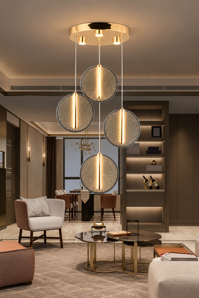Apliqa Dustin 4'lü Yuvarlak 3 Renk 52 Watt Gold Kristal Ledli Modern Oturma O...