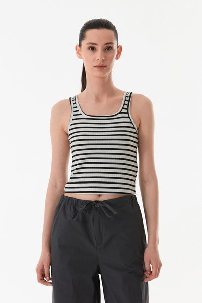 Fulla Moda Ριγέ φορμάκι με λαιμόκοψη