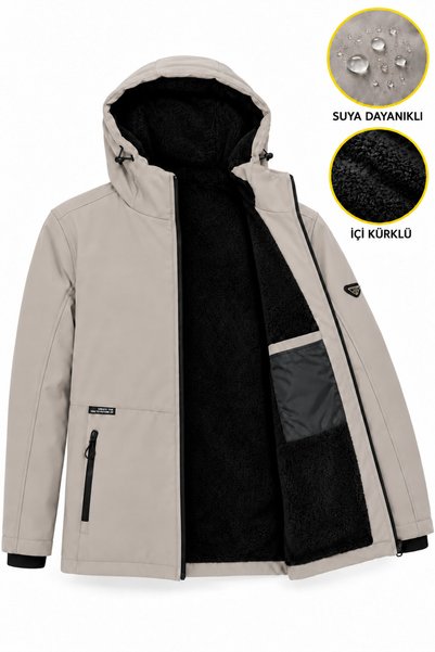 ByTrend Space Hooded Softshell Winter Coat with Fur Lining Pldp 3010_50454-1