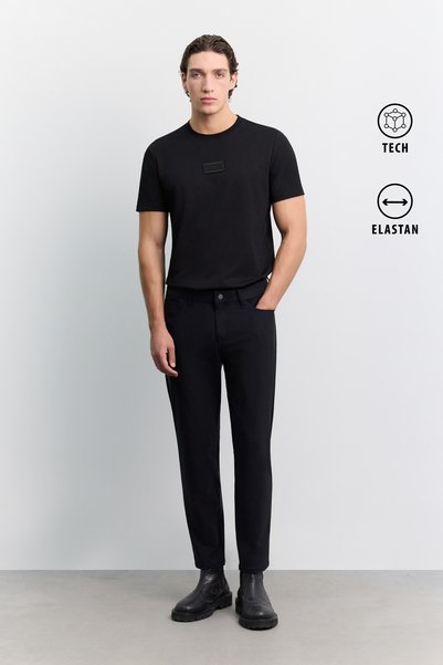 Avva Erkek Siyah Klasik 5 Cep Elastan Teknik Kumaş Comfort Slim Fit Pantolon ...