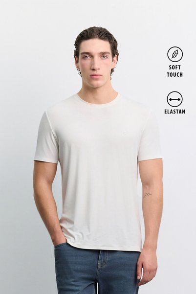 Avva Tricou pentru bărbați, ecru, cu guler rotund, Soft Touch, Premium, Basic...