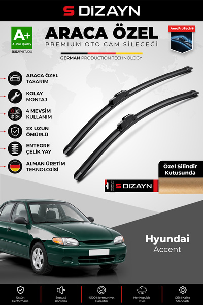 S Dizayn S-Dizayn Hyundai Accent ile Uyumlu Ön Cam Silecek Seti 1994-2005 Pre...
