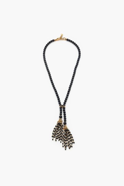Mon Reve No Apologies Onyx Natural Stone Tassel Long Necklace