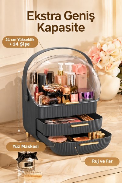 URVE House By House Makeup Organizer with Drawers Gray
