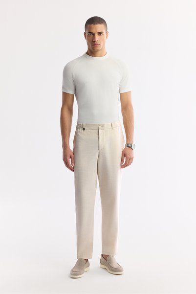 Avva Erkek Bej Yandan Cepli Beli Lastikli Soft Touch Comfort Slim Fit Pantolo...