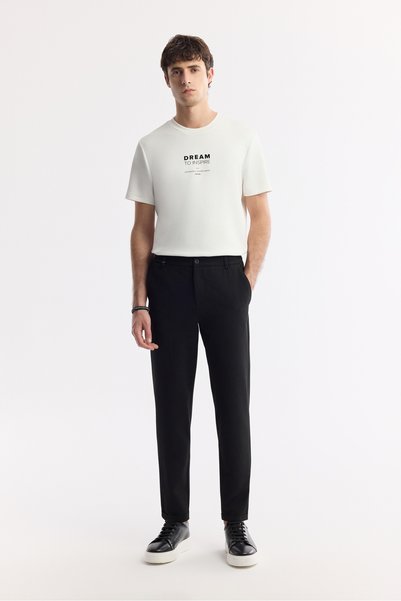 Avva Erkek Siyah Beli Lastikli Bi-Stretch Chino Slim Fit Pantolon B003033