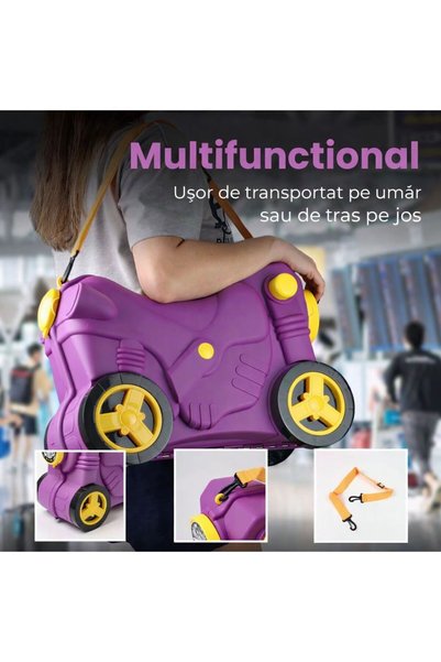 NO BRAND Troler copii 2 în 1 tip motocicletă, valiză cu roți