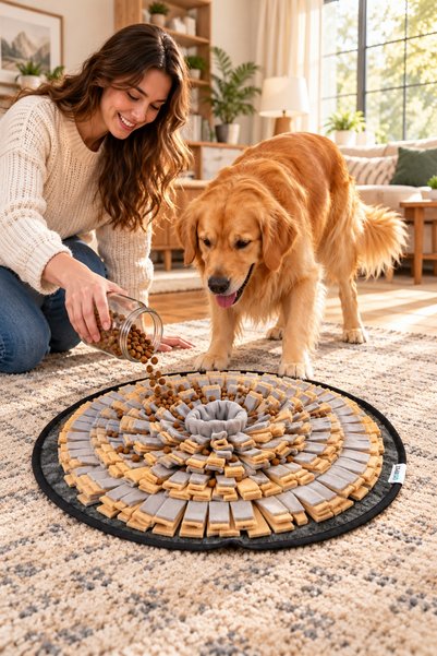 oyapet Colorful Garden Dog Sniffing Mat with Food Storage, Intelligence and A...