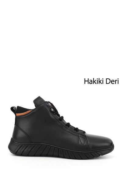 GÖNDERİ(R) Men's Black Zippered Genuine Leather Outdoor Boots