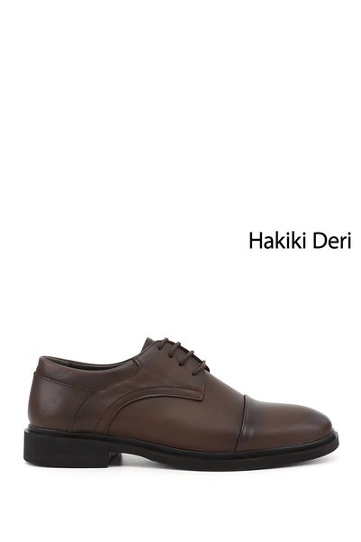 GÖNDERİ(R) حذاء كلاسيكي من الجلد الطبيعي برباط باللون البني للرجال