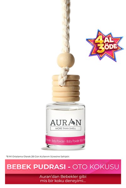 AURAN Baby Powder Oto Kokusu Ip Askılı Araç Kokusu Uzun Süre Kalıcı Bebek Pud...