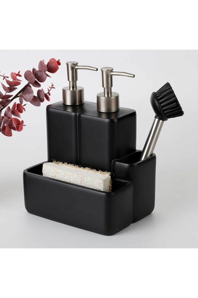 Selim Iris Two-Fluid Sponge Holder Black