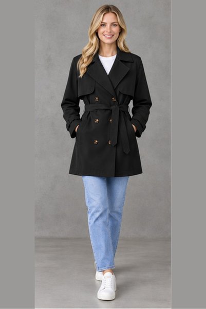 Focus Light Trench clasic pentru femei, cu curea și două buzunare