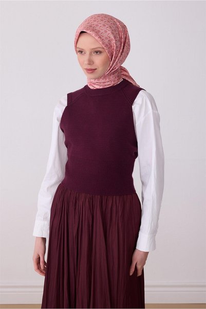 Belli Pembe Etnik Desen %100 Twill İpek Eşarp 4308 - 03