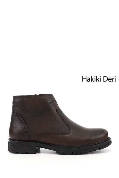 GÖNDERİ(R) Men's Brown Genuine Leather Zippered Boots