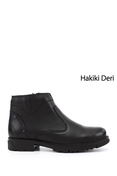 GÖNDERİ(R) Men's Black Genuine Leather Zippered Boots