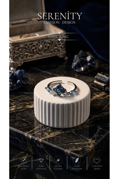 Serenity Zircon Stone Minimalist Steel Plated Ring