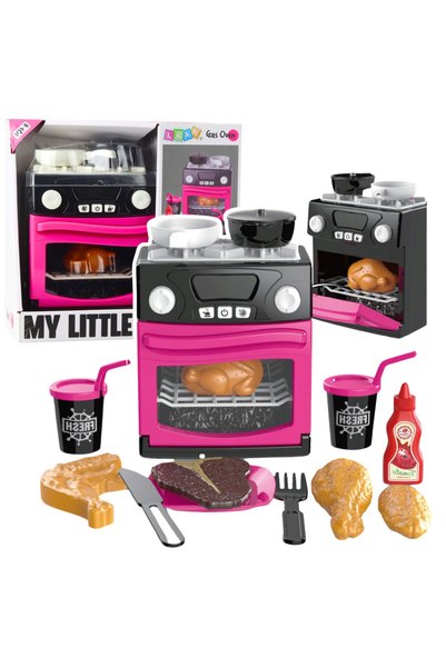 LEAN Aragaz de Jucarie cu Cuptor, Accesorii, Lumini si Sunete, Roz
