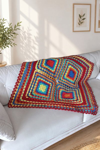 nftart.design حلم الألوان الزاهية - غطاء أريكة منسوج يدويًا، وبطانية تلفزيون،...
