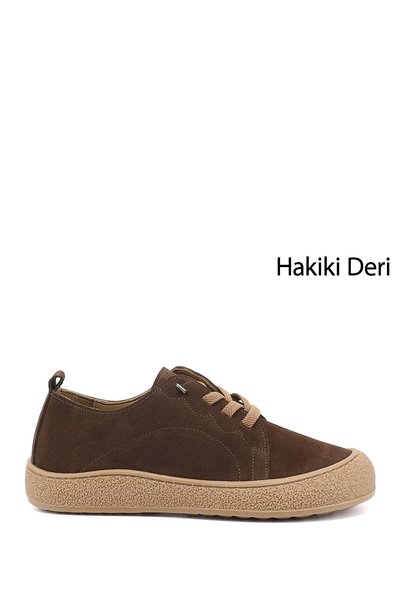 GÖNDERİ(R) Women's Light Brown Suede Lace-Up Genuine Leather Sneaker