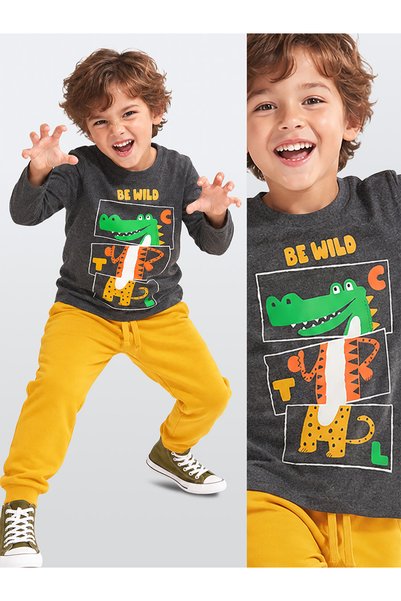 Denokids Be Wild Αγόρι T-shirt Παντελόνι Φόρμας Σετ