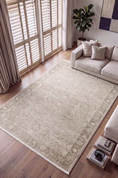 Cool Halı Peace Vizon Halı Eskitme Vintage Desenli Pati Dostu Yumuşak Klasik Lüks Salon Oturma Odası Halısı