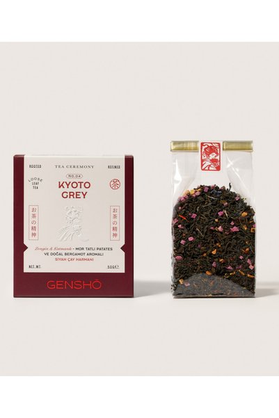 Mor Tatlı Patates ve Bergamot Aromalı Siyah Çay Harmanı – Kyoto Grey Dökme Çay 50 g | GENSHŌ