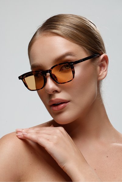 MOONMEE Jefa Premium Unisex Geometric Leopard / Orange Sunglasses