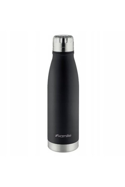 Kamille Termos KM-2037, oțel inoxidabil, 500 ml, etanș, negru/argintiu