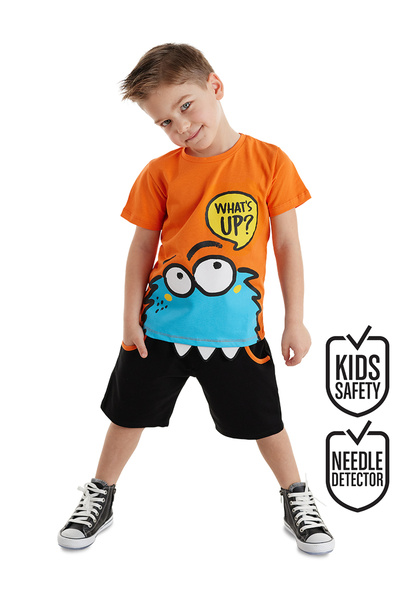 Denokids مجموعة شورت تي شيرت Whatsup Monster Boy