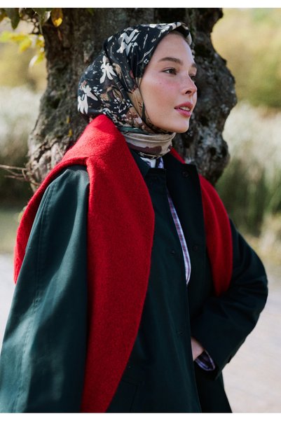 Freshscarfs Eșarfă din bumbac și mătase cu model Garden Glow, negru