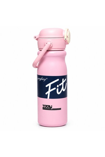 tooly Fit 600ml Pink Vacuum Insulated Stainless Steel Water Bottle with Carry...
