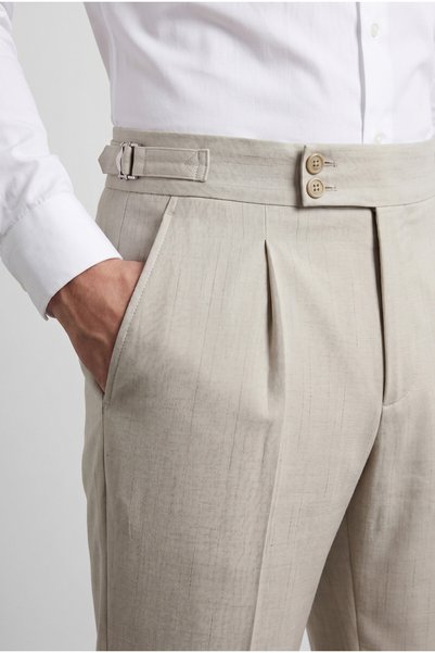 BASEL.CO Pantaloni din țesătură Lycra plisată, cu dungi, stil Old Money