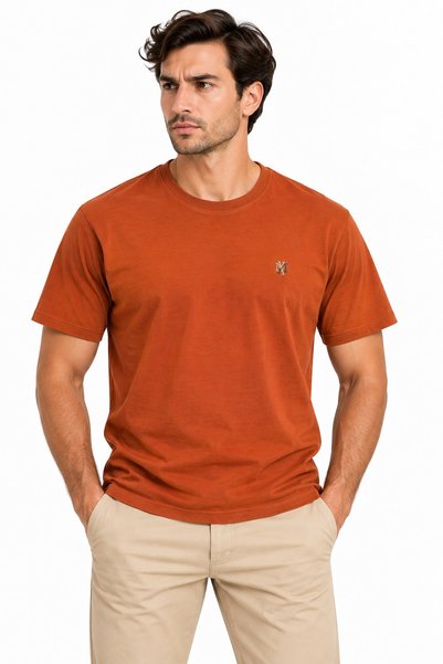 Mavi M0612736 Mühür Logo Nakış Detaylı Tişört Erkek T-Shirt TURUNCU