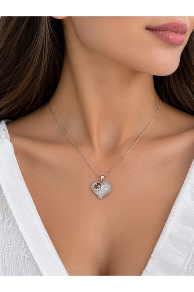 shop 1St Class Steel No Darkening Heart Figured Silver Necklace