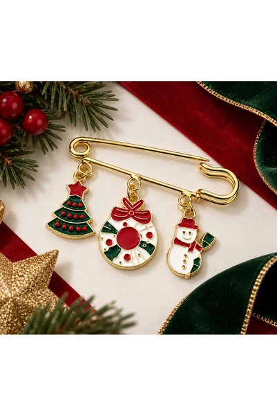 roshel Yılbaşı Temalı Broş İskoç İğnesi Noel Temalı İğne Çengelli İğne Yılbaş...